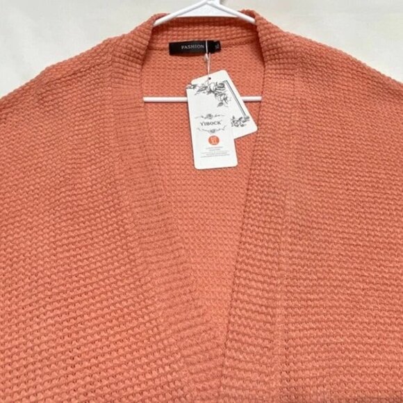 Fashion Brand Women's XL Open Front Cardigan Knit Kimono Wrap Salmon Pink NWT - Picture 12 of 12